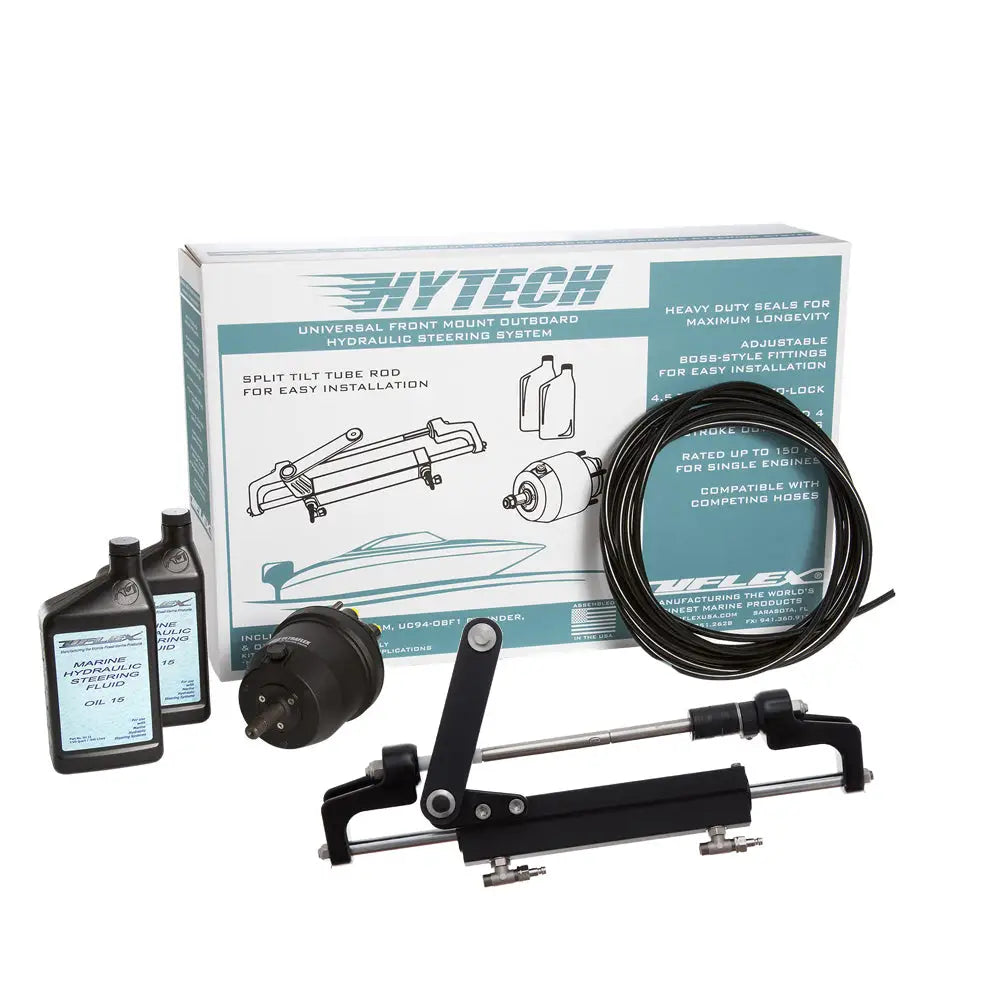 Uflex HYTECH 1.1 Front Mount OB System up to 175HP - Includes UP20 FM Helm 2qts of Oil UC95-OBF Cylinder 40 Tubing