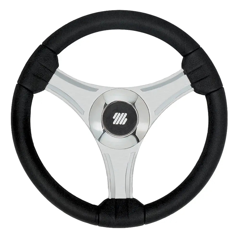 Uflex - Tavolara - 13.8’’ Black Polyurethane Steering Wheel w/Silver Spokes X62 Hub [65277N] - Steering Wheels