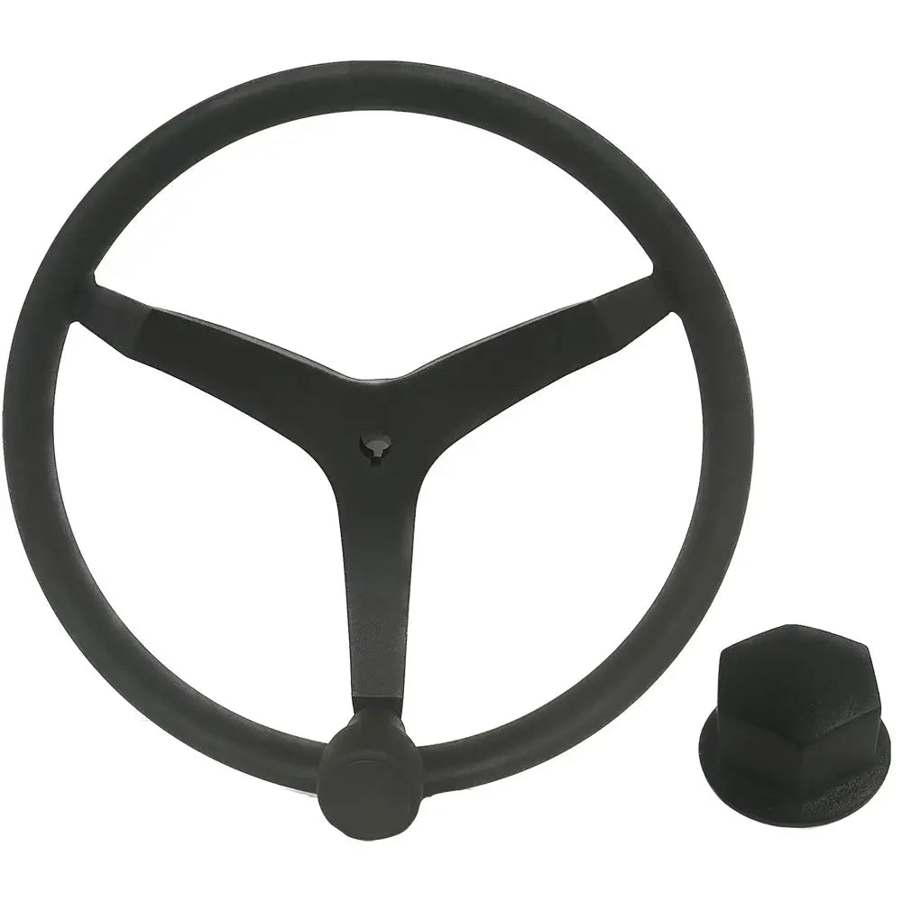 Uflex - V46 - 13.5’’ Stainless Steel Steering Wheel w/Speed Knob Chrome Nut - Black [V46B KIT] - Steering Wheels