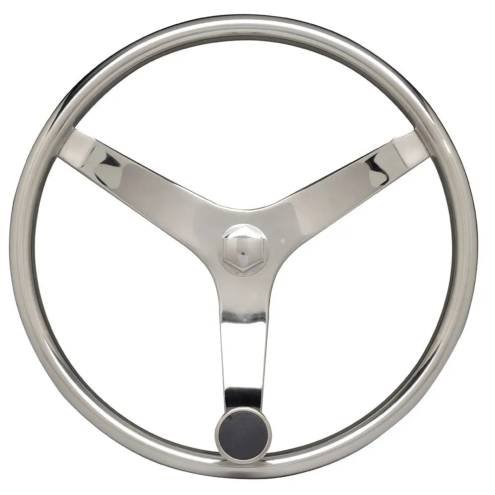 Uflex - V46 - 13.5’’ Stainless Steel Steering Wheel w/Speed Knob - No Wheel Nut [V46] - Steering Wheels