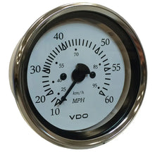 VDO Pitot Speedometer 60 MPH White Dial Chrome Bezel 85MM Cockpit Marine - Gauges