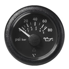 Veratron 52MM (2-1/16’’) ViewLine Oil Pressure Gauge 80 PSI/5 Bar - Black Dial Round Bezel [A2C59514128] - Gauges