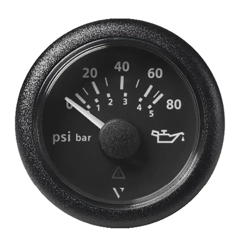 Veratron 52MM (2-1/16’’) ViewLine Oil Pressure Gauge 80 PSI/5 Bar - Black Dial Round Bezel [A2C59514128] - Gauges