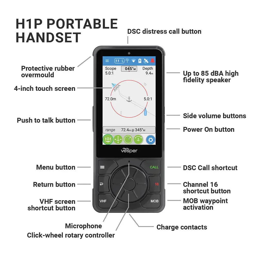Vesper Cortex H1P Portable/Wireless/Rechargeable Handset w/Charging Cradle [010-02816-10] - Accessories