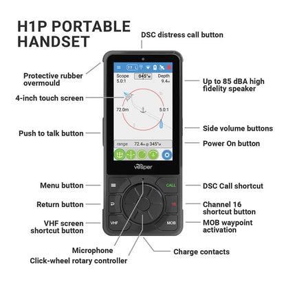 Vesper Cortex H1P Portable/Wireless/Rechargeable Handset w/Charging Cradle [010-02816-10] - Accessories