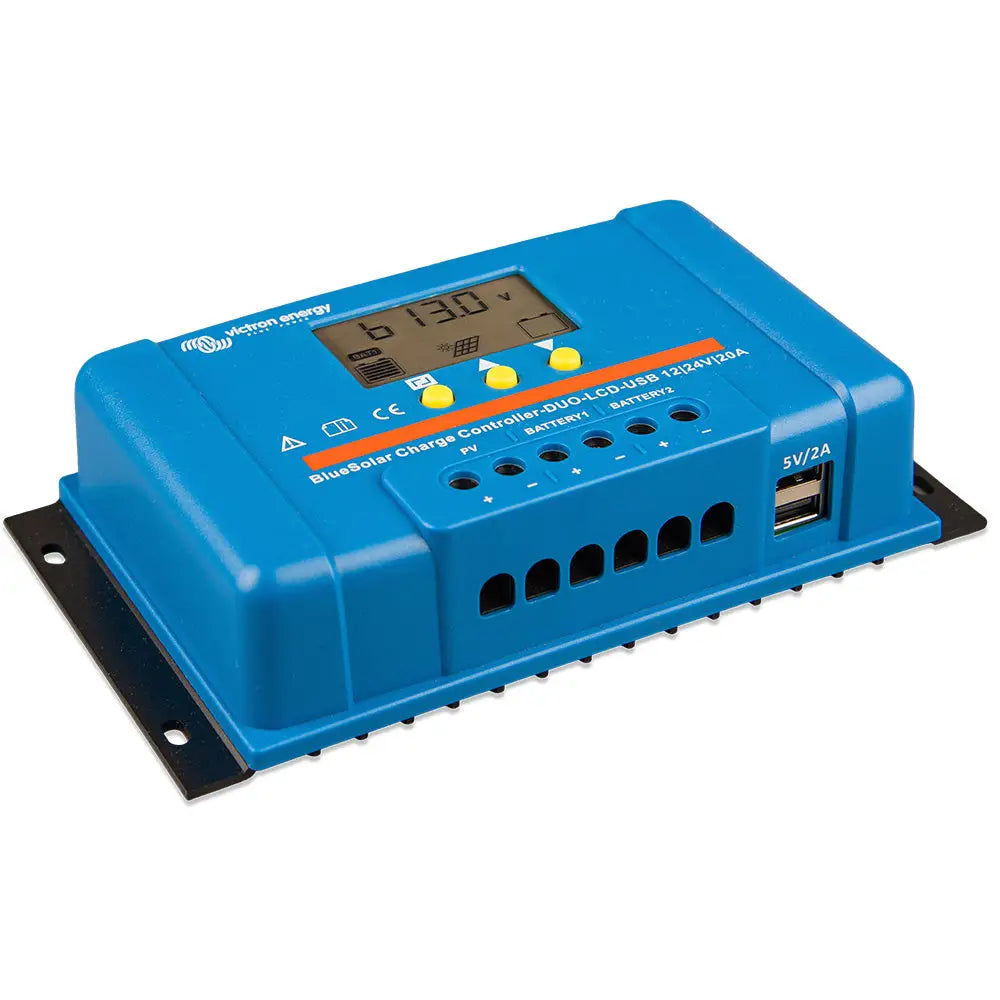 Victron BlueSolar PWM Charge Controller (DUO) LCD USB Charge Control - 12/24VDC - 20A [SCC010020060] - Battery