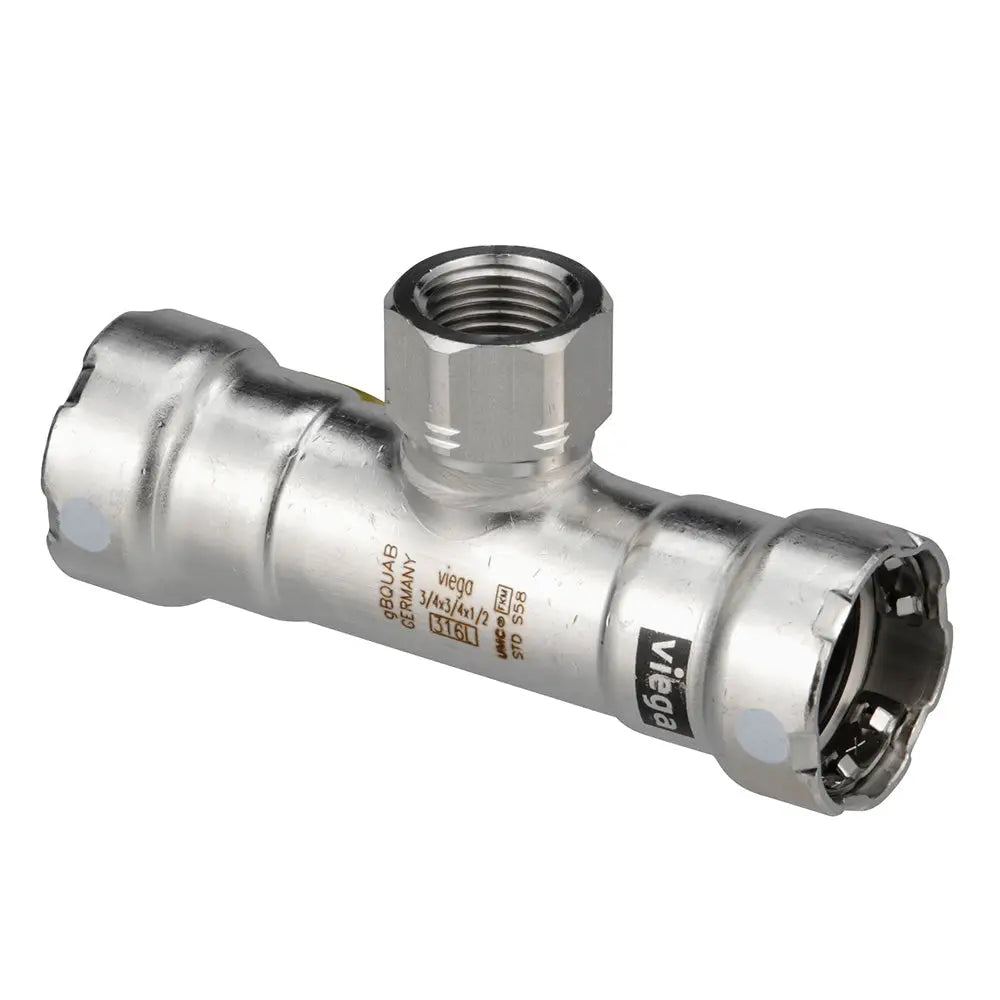 Viega MegaPress 316 FKM Tee w/FPT - 3/4’’ x 3/4’’ x 1/2’’ (FPT) [91845] - Fittings