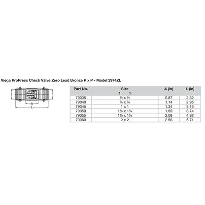 Viega ProPress 1-1/4’’ Zero Lead Check Valve - Double Press Connection - Smart Connect Technology [79050] - Fittings