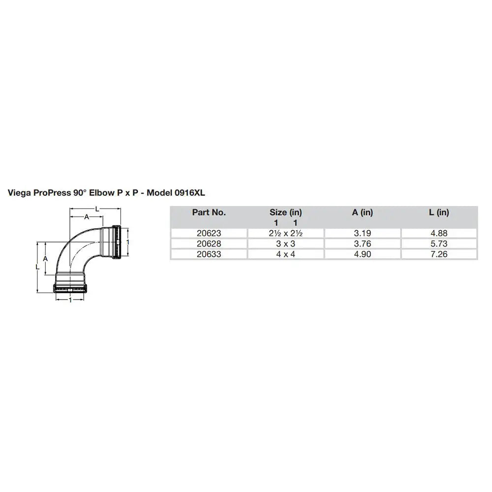 Viega ProPress 2-1/2’’ - 90 Copper Elbow - Double Press Connection - Smart Connect Technology [20623] - Fittings