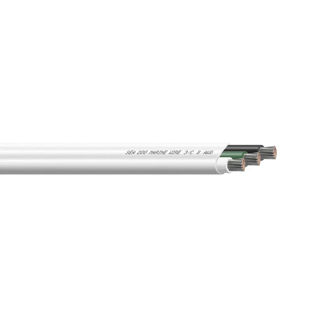 White Green Black Sea-Dog Flat Triplex Wire 8/3 AWG 25’ - Wire