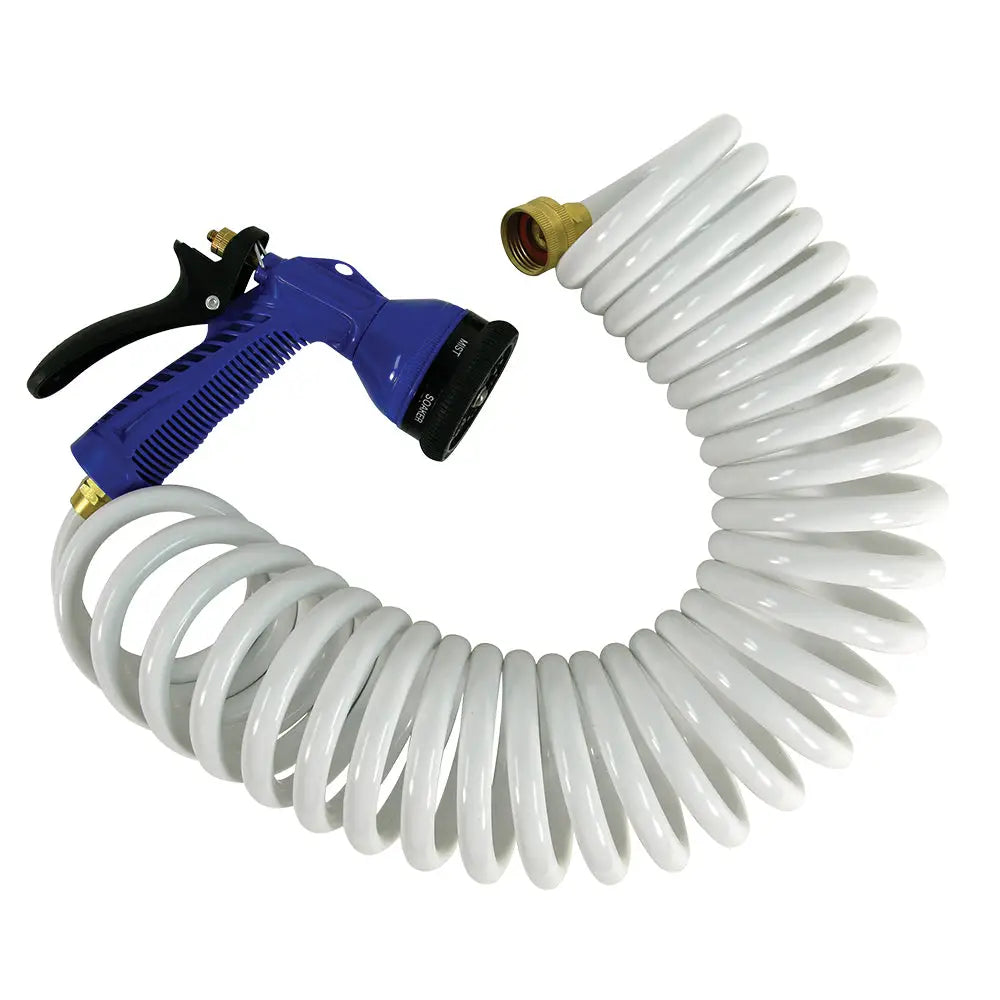Whitecap 15 White Coiled Hose w/Adjustable Nozzle [P-0440] - Washdown / Pressure Pumps