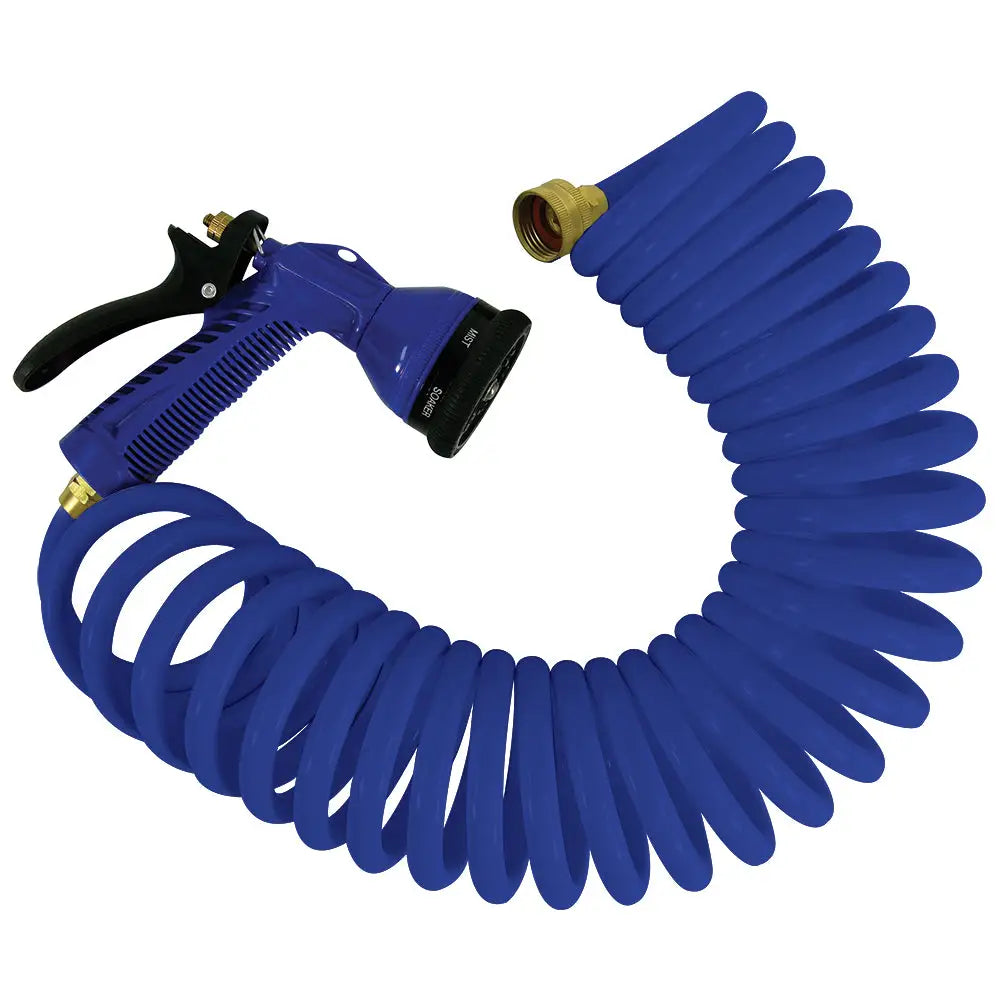 Whitecap 50 Blue Coiled Hose w/Adjustable Nozzle [P-0442B] - Washdown / Pressure Pumps