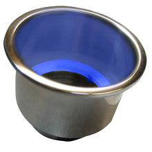 Whitecap Flush Mount Cup Holder w/Blue LED Light - Stainless Steel [S-3511BC] - Deck / Galley
