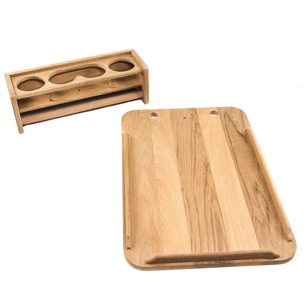 Whitecap Teak Drinkholder w/Removable Cockpit Table Top - Holds 4 Glasses [61394C] - Teak
