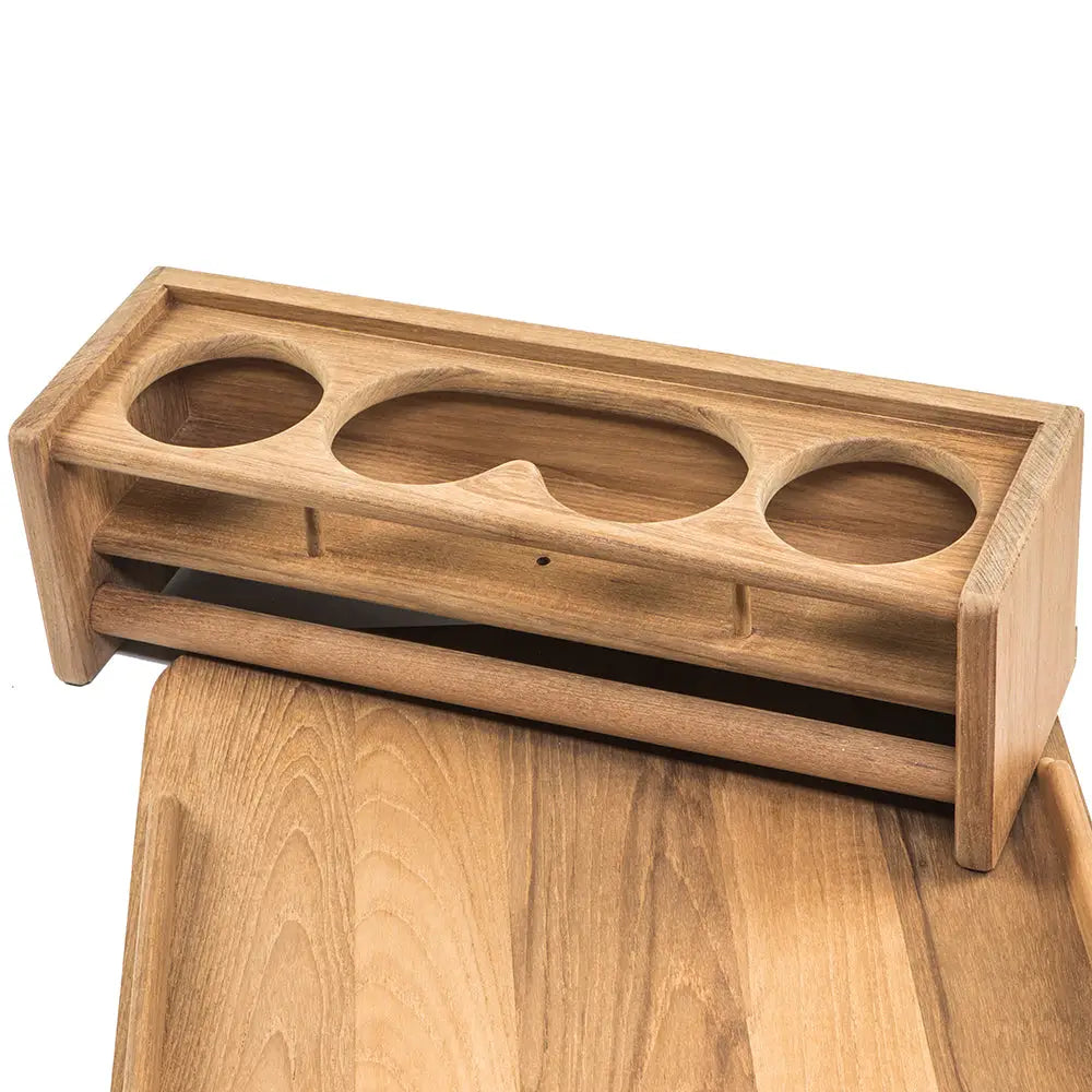 Whitecap Teak Drinkholder w/Removable Cockpit Table Top - Holds 4 Glasses [61394C] - Teak