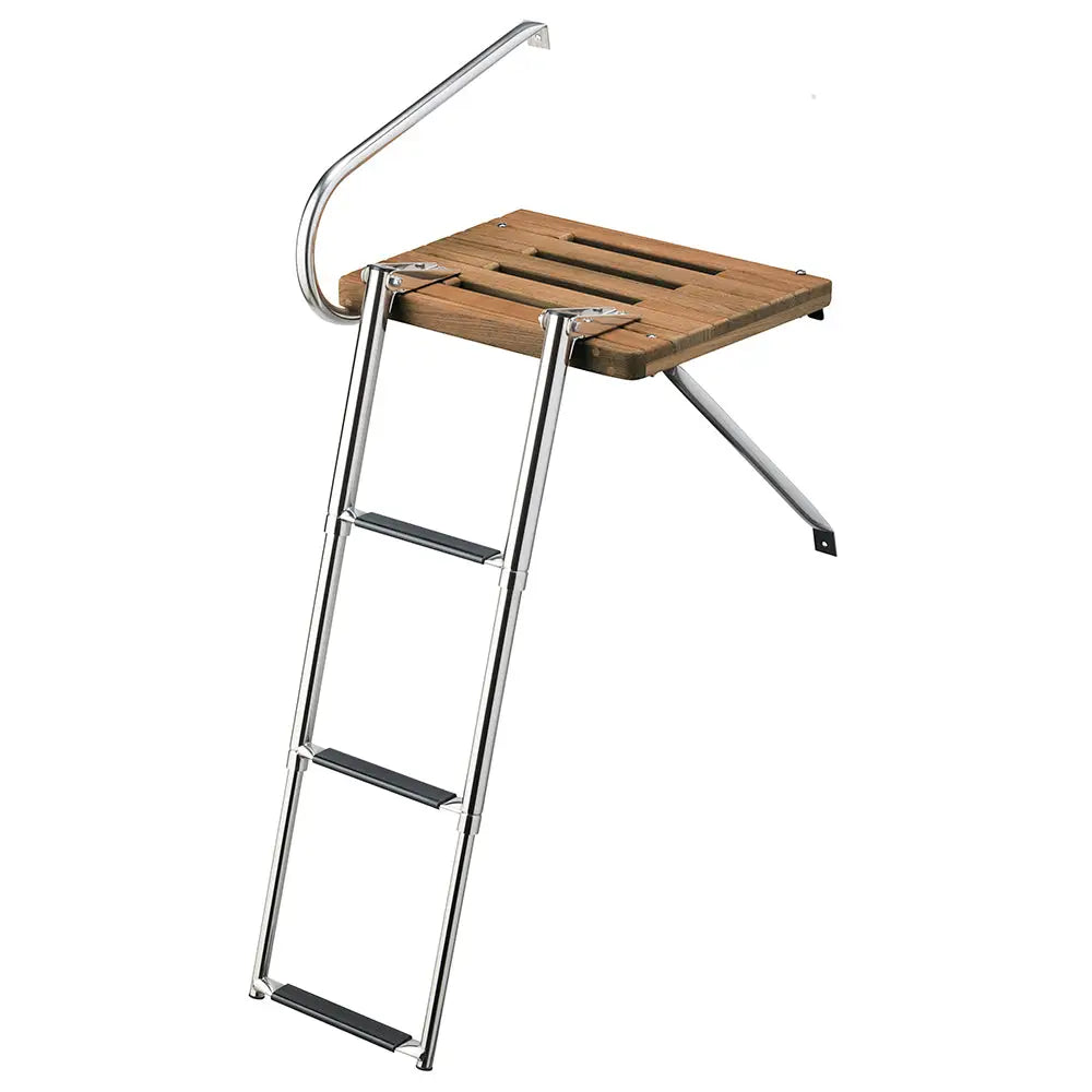 Whitecap Teak Swim Platform w/3-Step Telescoping Ladder f/Boats w/Outboard Motors [68902] - Swim Platforms
