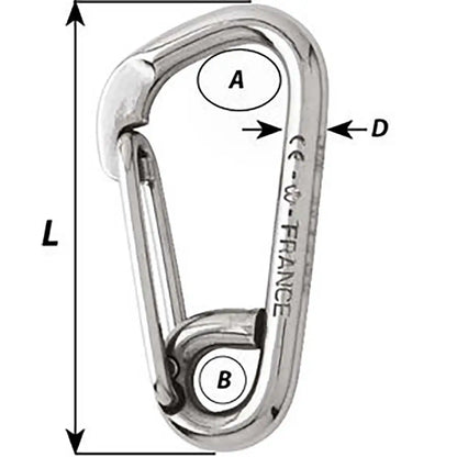Wichard Asymmetric Carbine Hook - Length 100mm - 13/32’’ [02326] - Hardware