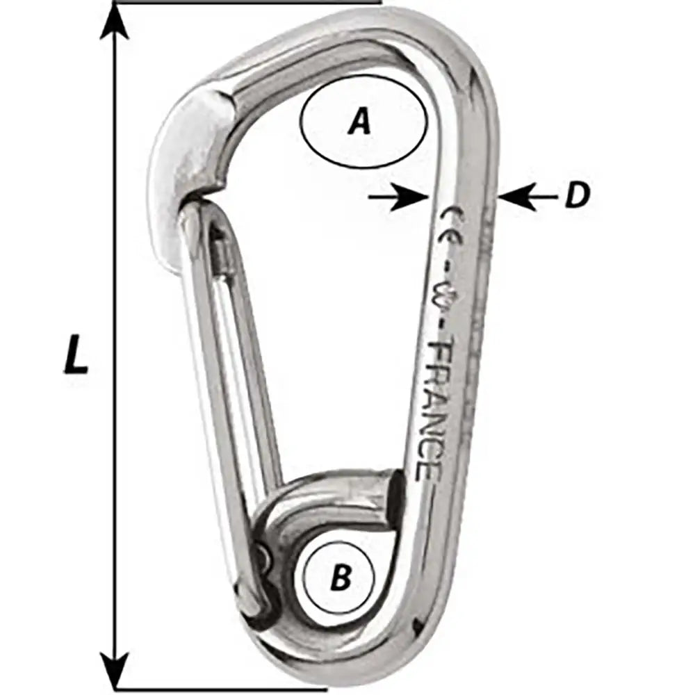 Wichard Asymmetric Carbine Hook - Length 60mm - 1/4’’ [02323] - Hardware