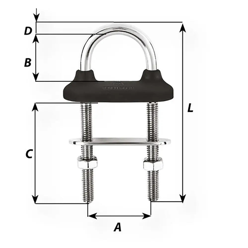 Wichard Black Watertight U-bolt - 5mm Diameter - 13/64’’ - 60mm Length - 2-23/64’’ [65321] - Accessories