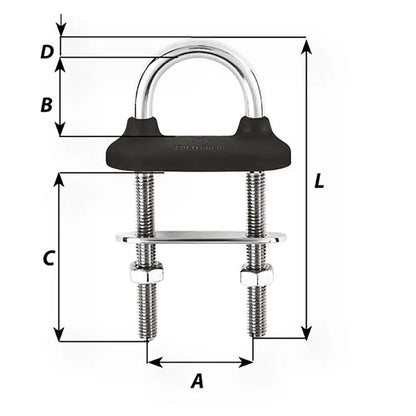 Wichard Black Watertight U-bolt - 5mm Diameter - 13/64’’ - 60mm Length - 2-23/64’’ [65321] - Accessories