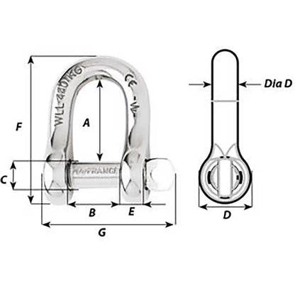 8mm 5/16’’ Diameter Wichard D Shackle Captive Pin - Shackles/Rings/Pins
