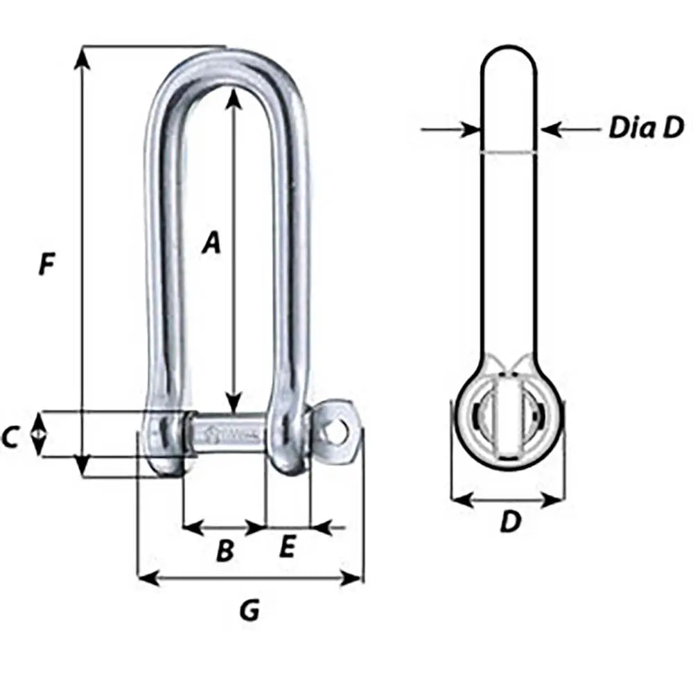 Wichard Captive Pin Long D Shackle - Diameter 6mm - 1/4’’ [01413] - Shackles/Rings/Pins