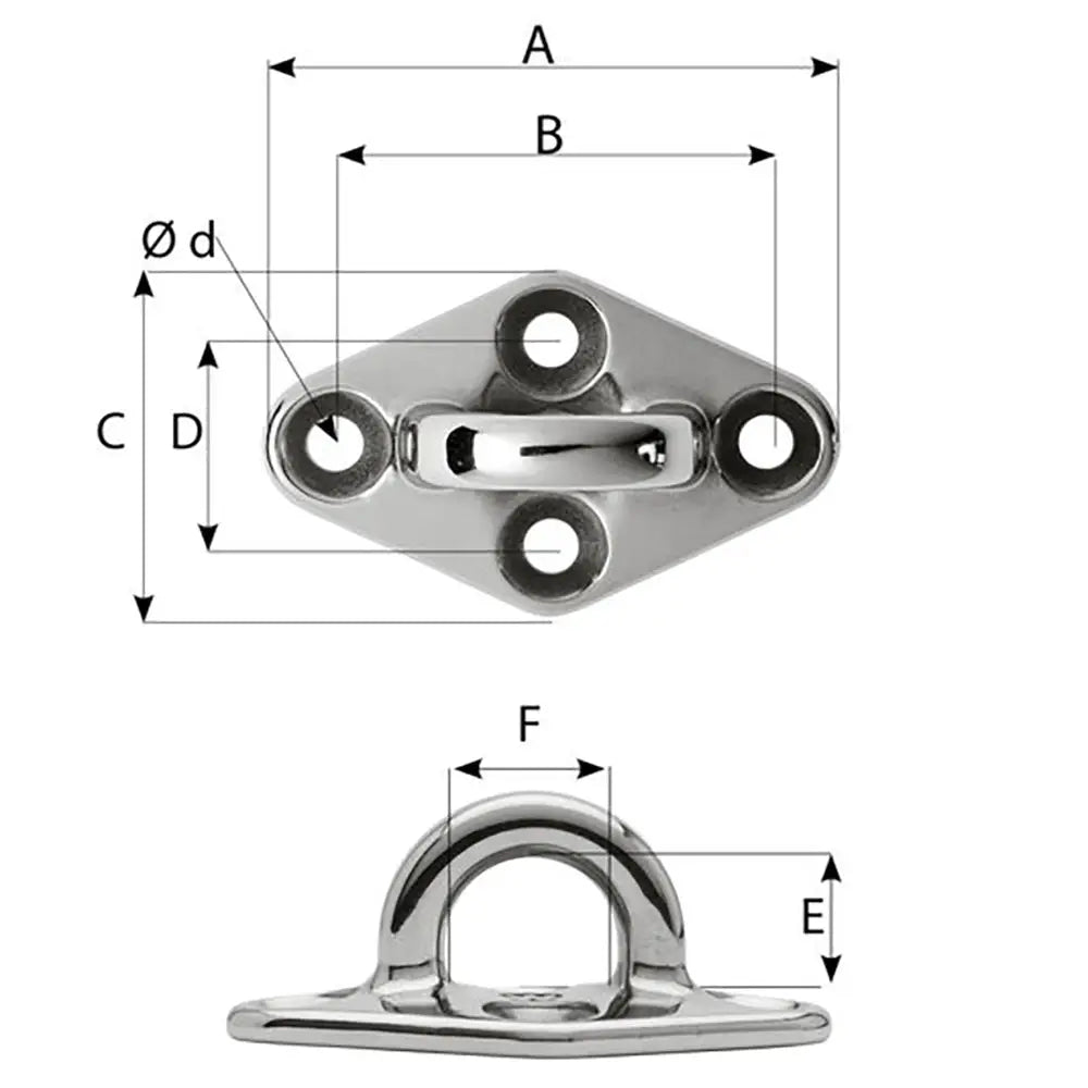 Wichard Diamond Pad Eye - Round - 79mm Length (3-7/64’’) - M6 Screw [6645] - Accessories