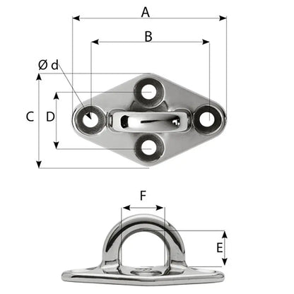 Wichard Diamond Pad Eye - Round - 79mm Length (3-7/64’’) - M6 Screw [6645] - Accessories