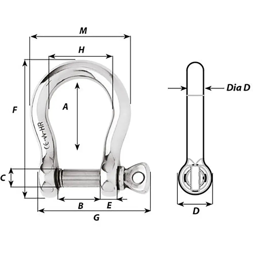 Wichard HR Bow Shackle - 14mm Diameter - 35/64’’ [11240] - Shackles/Rings/Pins