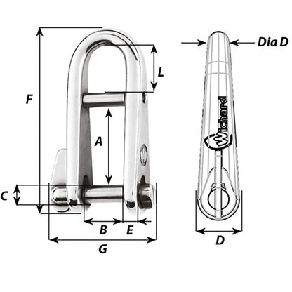 Wichard HR Key Pin Shackle With Bar - 8mm Pin Diameter [91434] - Shackles/Rings/Pins