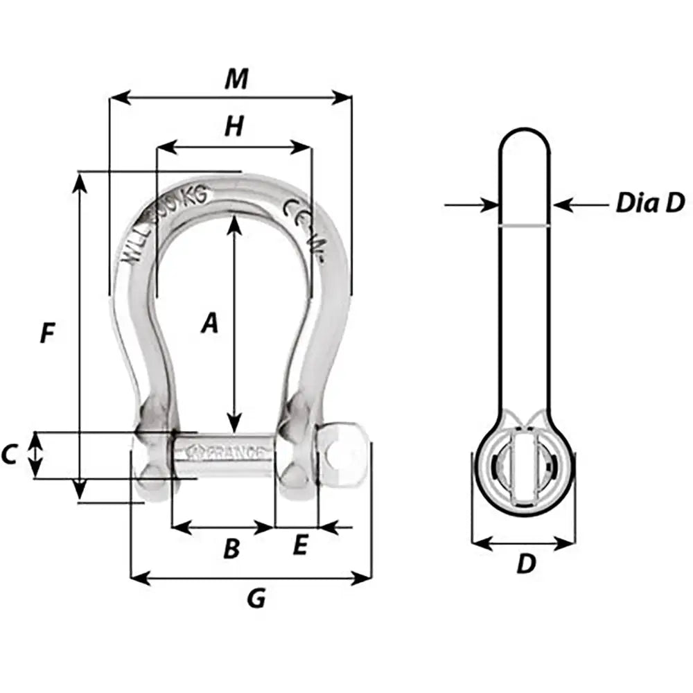 Wichard Not Self-Locking Bow Shackle - 16mm Diameter - 5/8’’ [01247] - Shackles/Rings/Pins