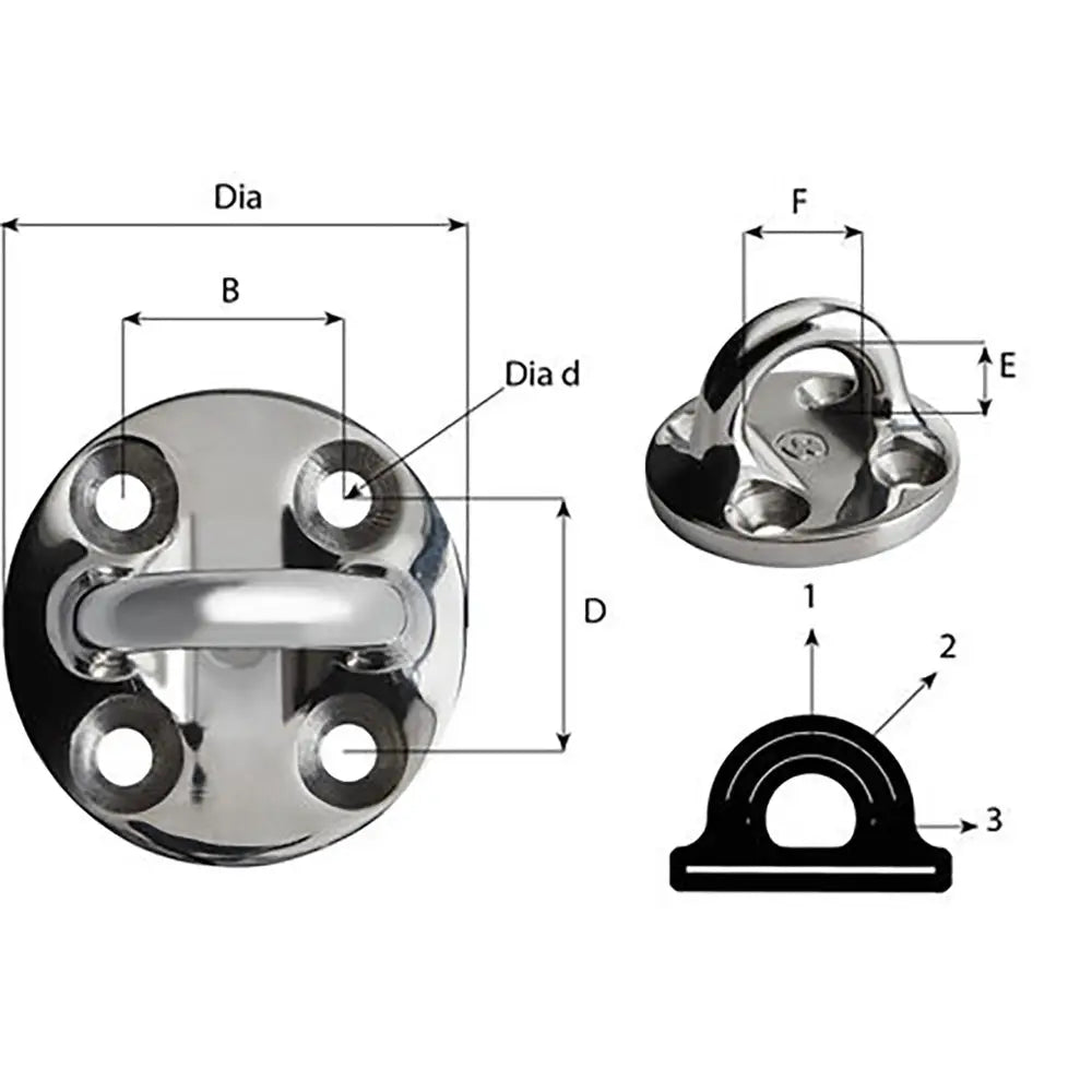 Wichard Round Pad Eye - 57mm Diameter (2-1/4’’) - Fixed [6635] - Accessories