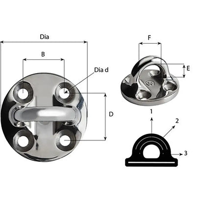 Wichard Round Pad Eye - 57mm Diameter (2-1/4’’) - Fixed [6635] - Accessories