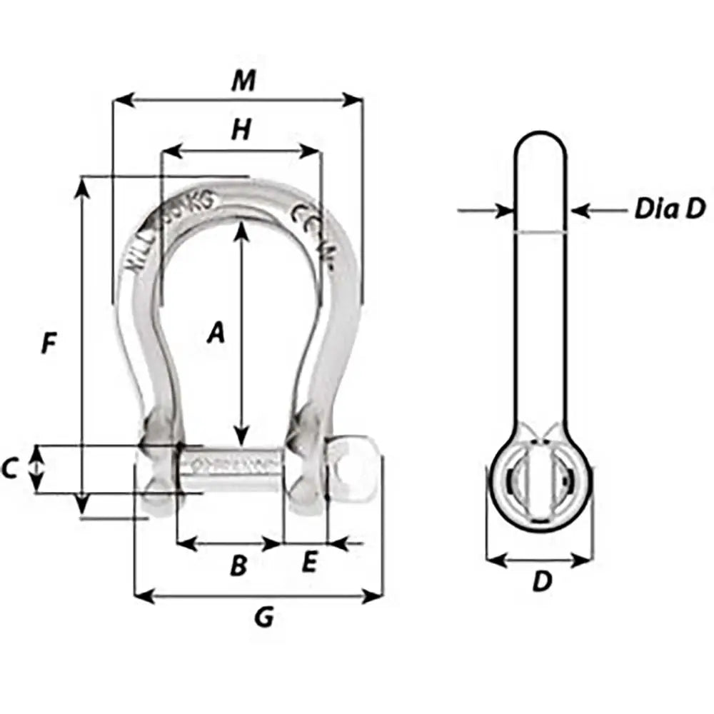 Wichard Self-Locking Bow Shackle - Diameter 12mm - 15/32’’ [01246] - Shackles/Rings/Pins
