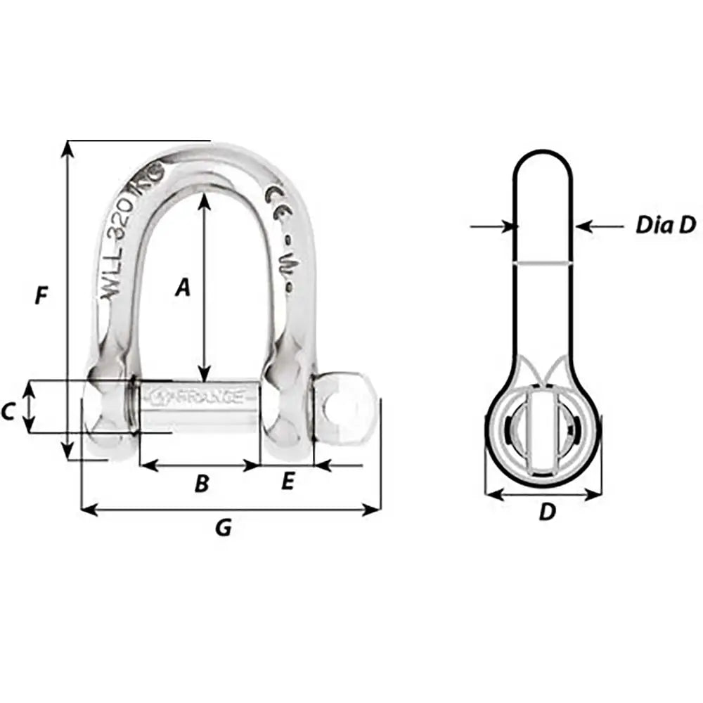 Wichard Self-Locking D Shackle - Diameter 6mm - 1/4’’ [01203] - Shackles/Rings/Pins