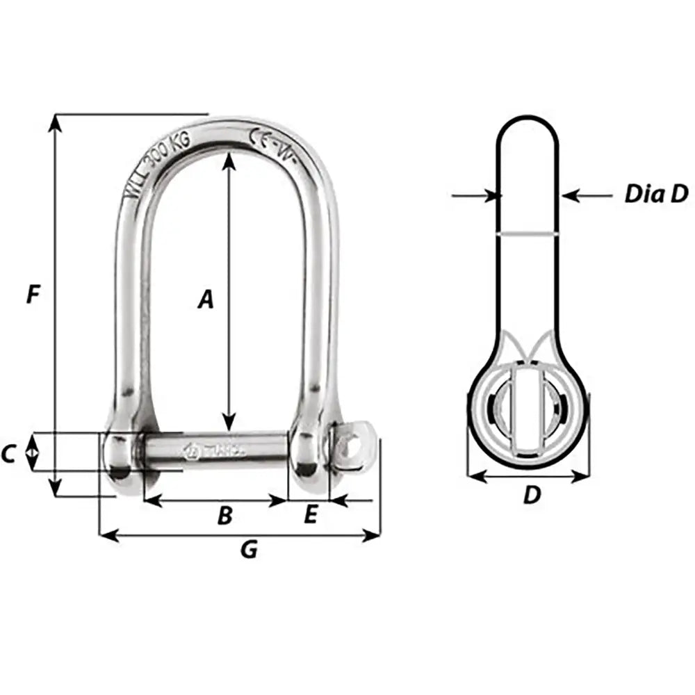 Wichard Self-Locking Large Opening Shackle - 6mm Diameter - 1/4’’ [01263] - Shackles/Rings/Pins