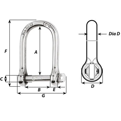 Wichard Self-Locking Large Opening Shackle - 6mm Diameter - 1/4’’ [01263] - Shackles/Rings/Pins