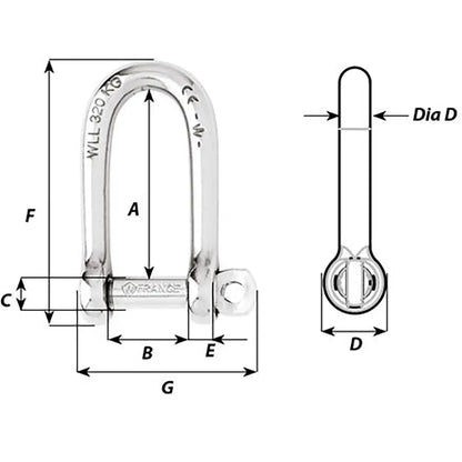 Wichard Self-Locking Long D Shackle - 10mm Diameter - 13/32’’ [01215] - Shackles/Rings/Pins