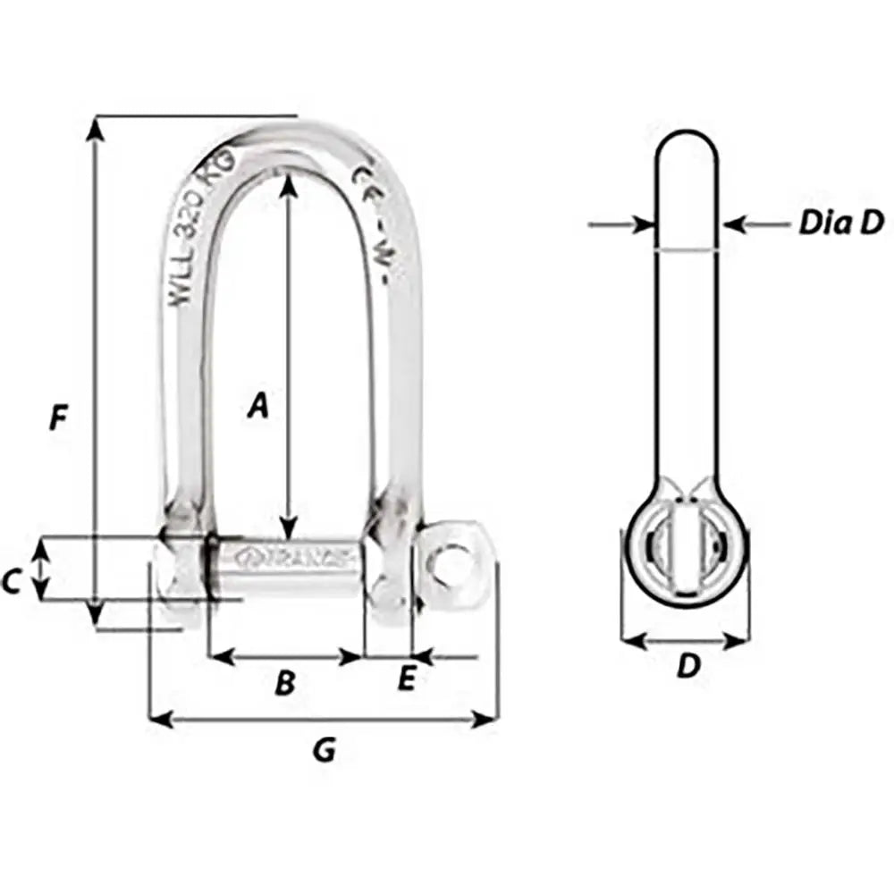 Wichard Self-Locking Long D Shackle - Diameter 8mm - 5/16’’ [01214] - Shackles/Rings/Pins