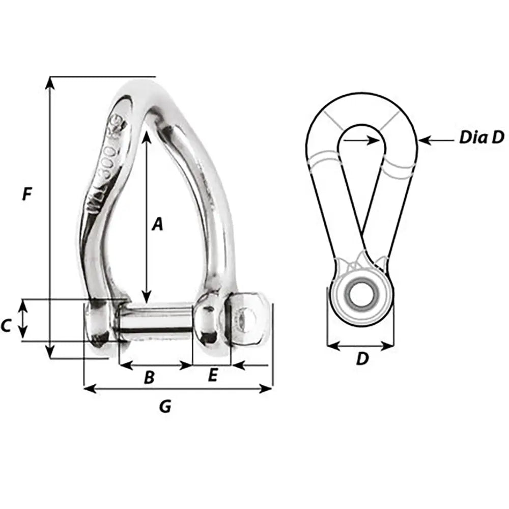 Wichard Self-Locking Twisted Shackle - 10mm Diameter - 13/32’’ [01225] - Shackles/Rings/Pins