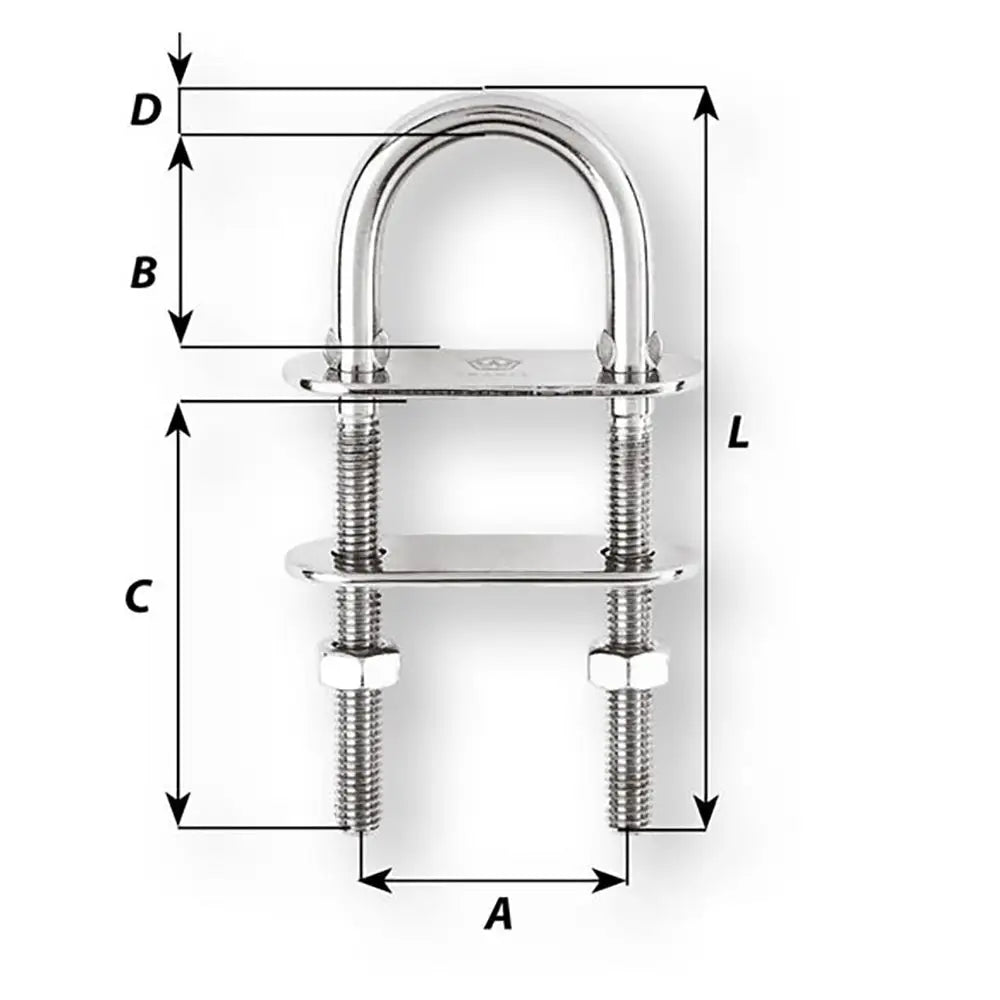 Wichard U-Bolt Pad Eye - 6mm Diameter - 15/64’’ - 70mm Length - 2-3/4’’ [06513] - Accessories
