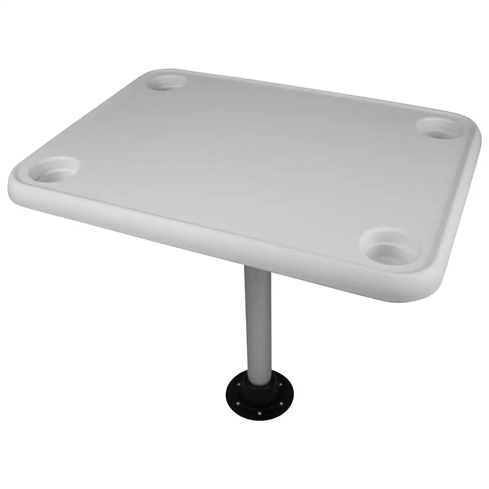 Wise White Rectangular Table - 4 Drink Holders w/Pedestal [8WD944] - Seating